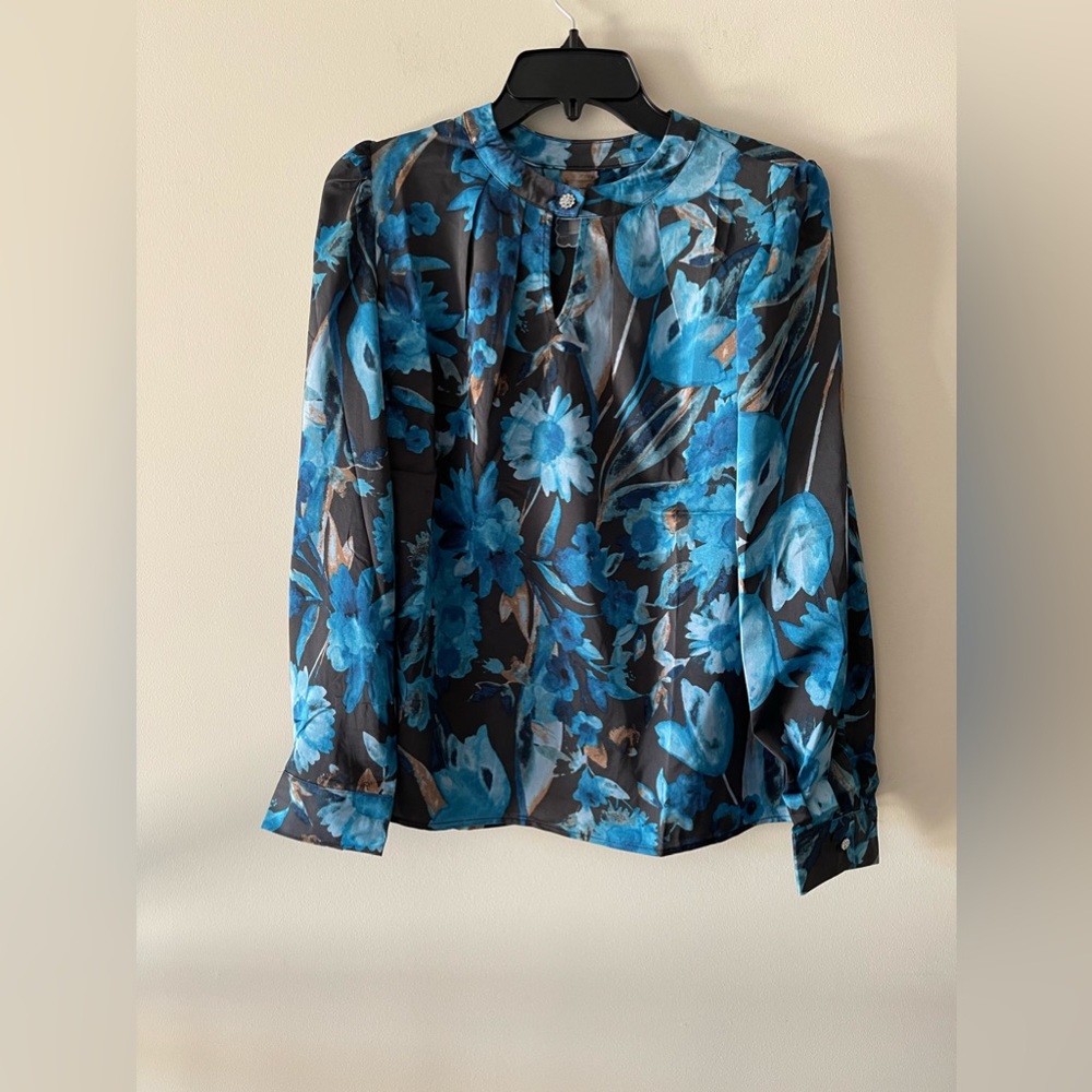 Floral Print Blue Multicolor Long Sleeve Cupio Blush Women’s Blouse